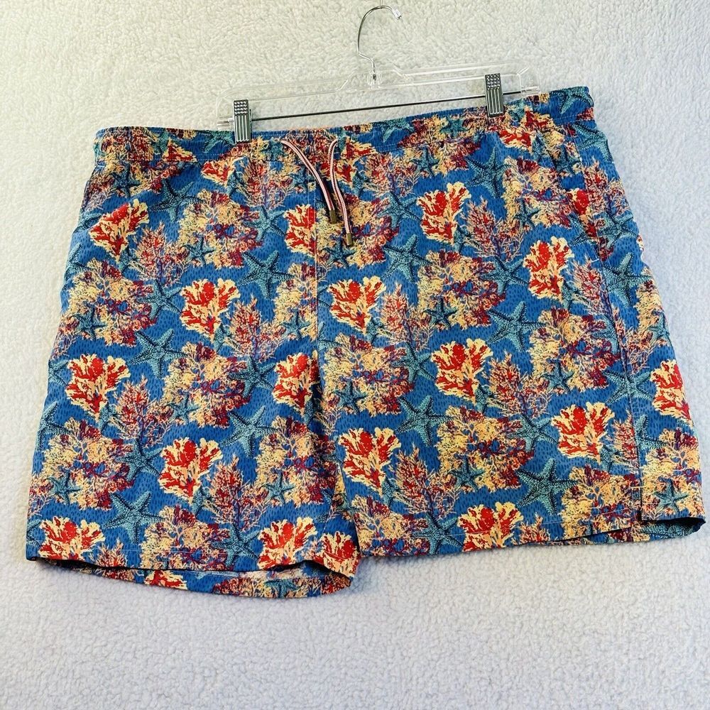 Peter Millar Board Shorts Mens Extra Large Blue Lined Fishing‎ Beach Swim Trunks
